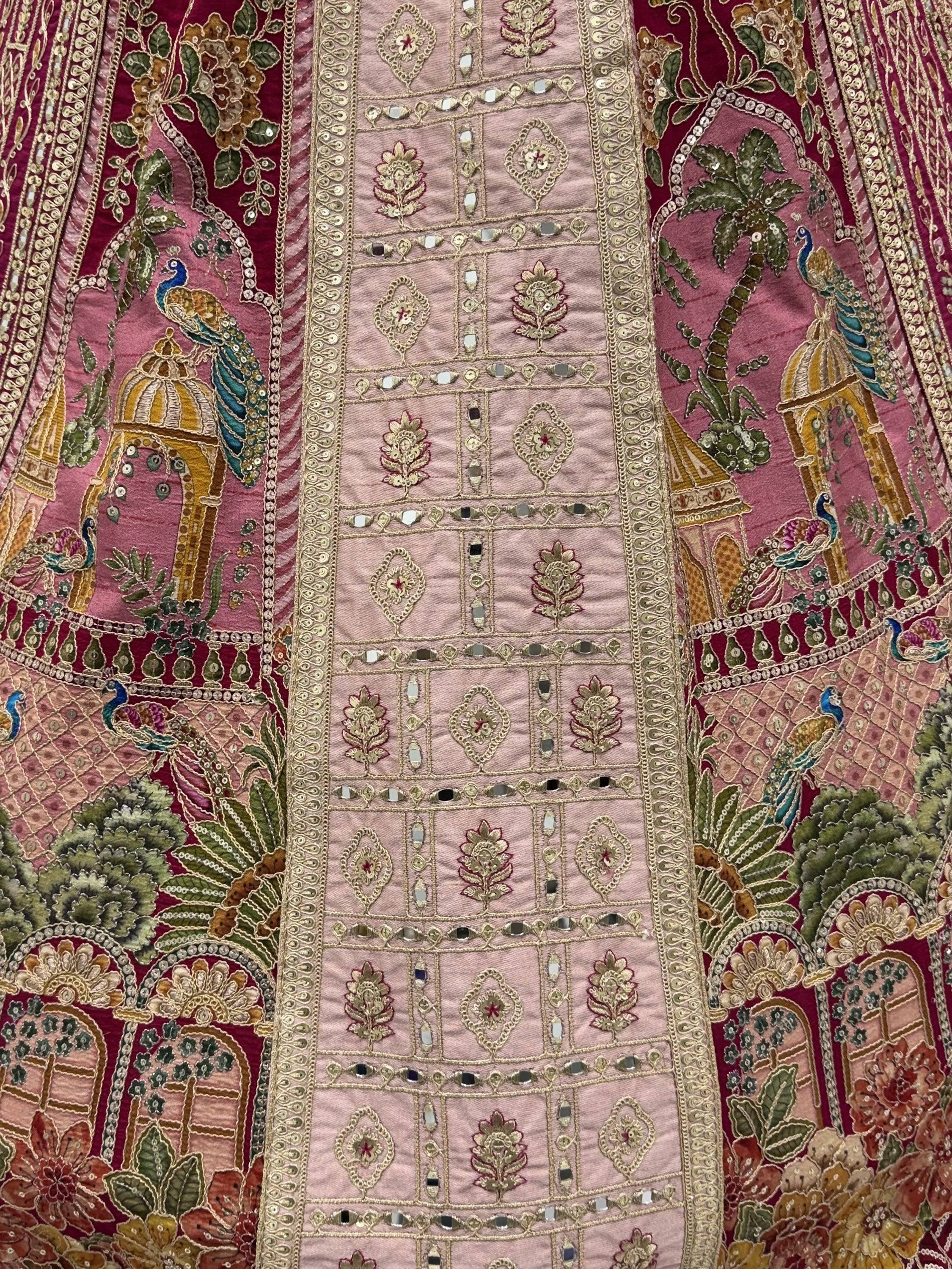 Exclusive Wine Dori Embroidery Banarasi Bridal Lehenga Choli With Dupatta