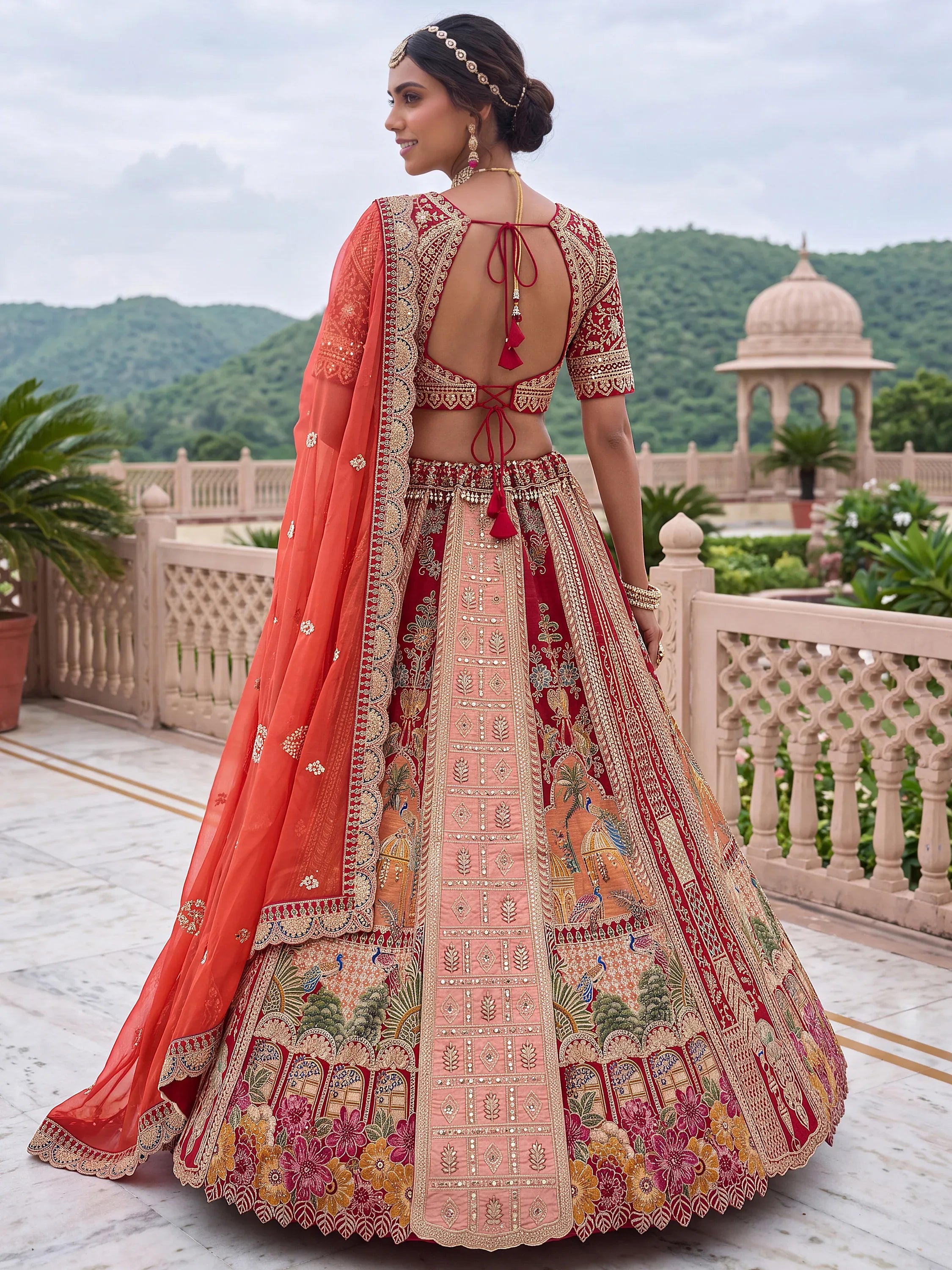 Royal Maroon Heavy Embroidered Banarasi Bridal Lehenga Choli With Dupatta