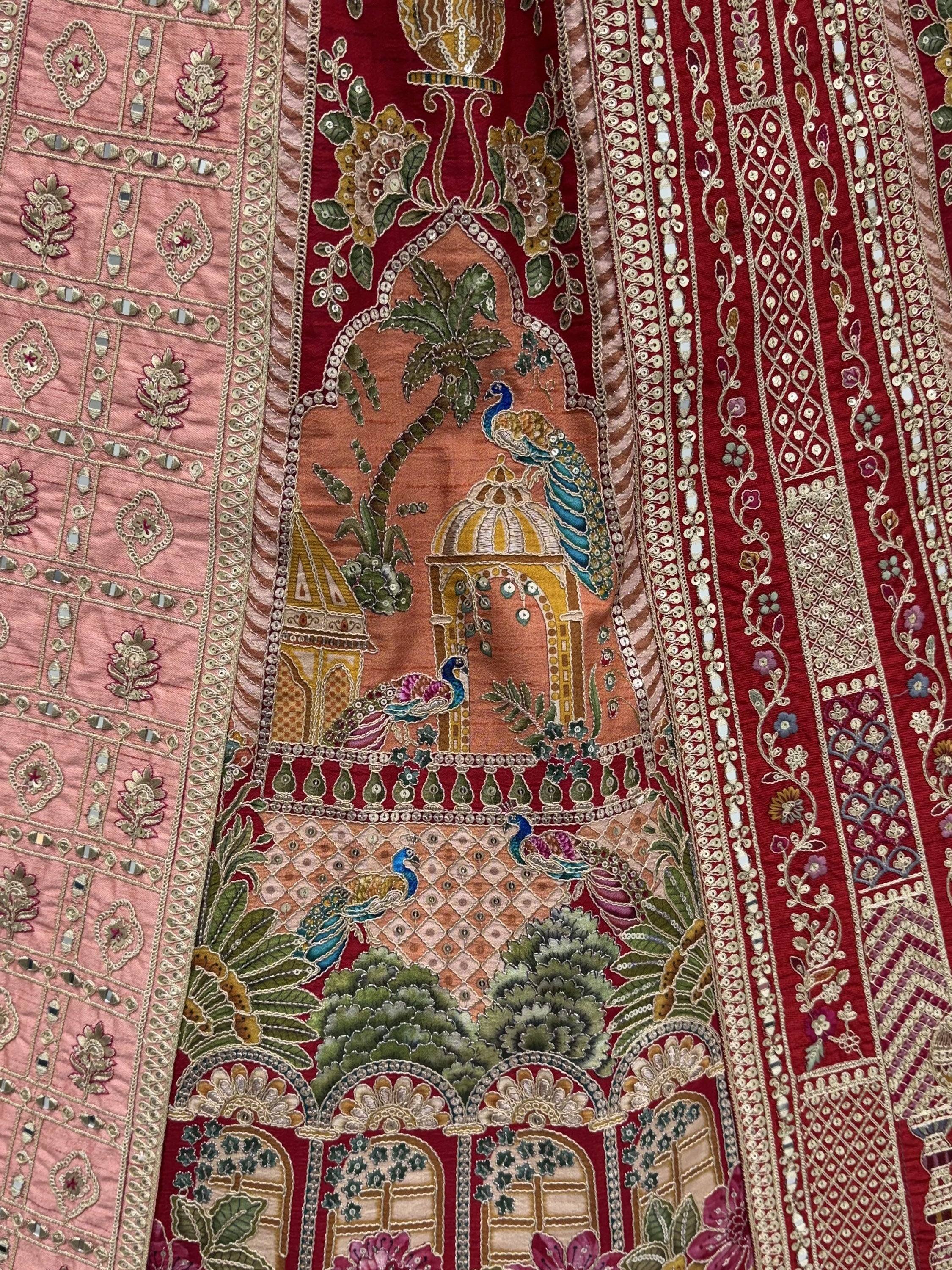 Royal Maroon Heavy Embroidered Banarasi Bridal Lehenga Choli With Dupatta
