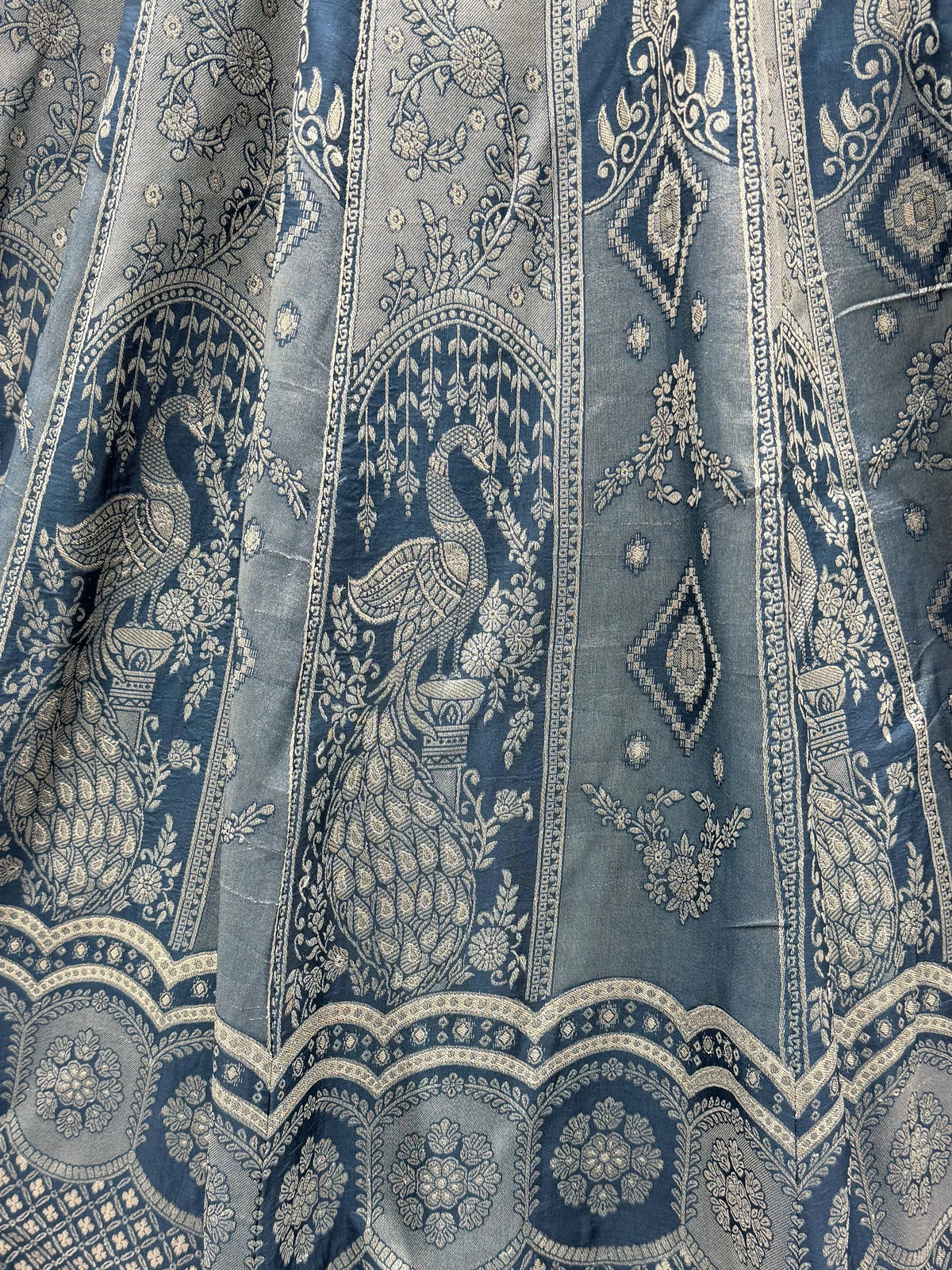 Awesome Grey Zari Weaving Banarasi Silk Designer Lehenga Choli