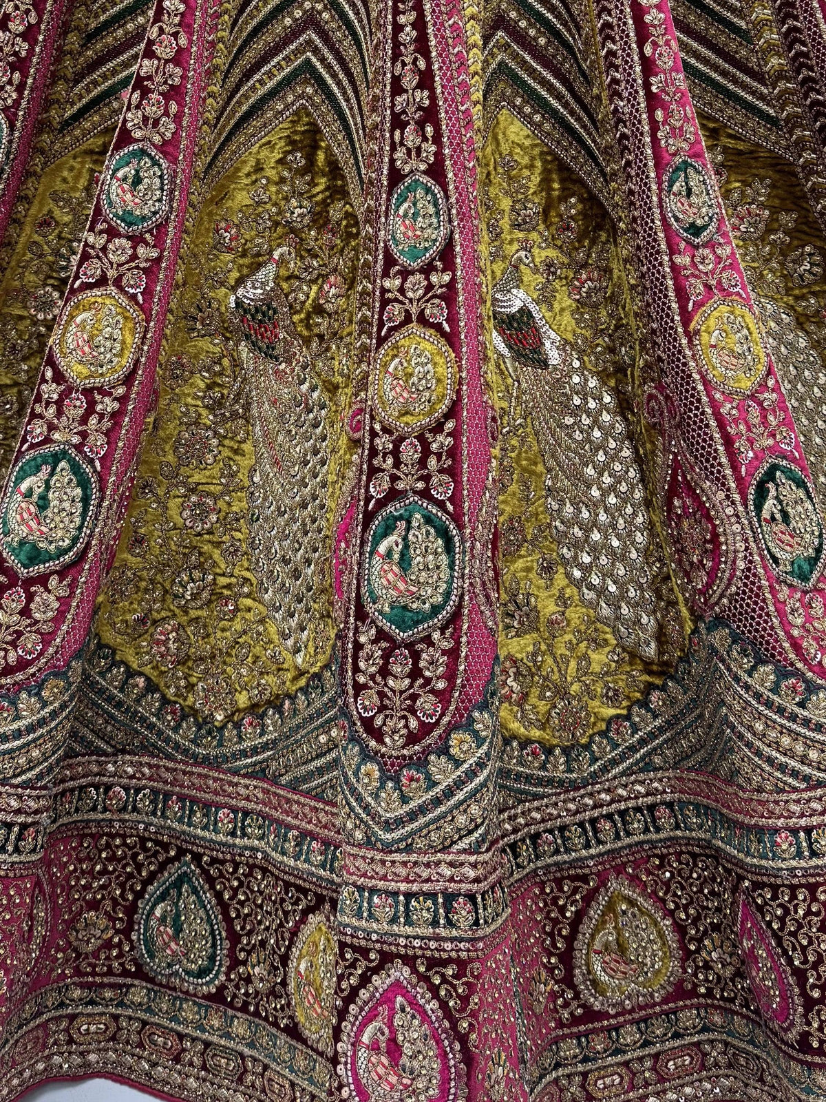 Luxurious Multicolor Dori Work Bridal Lehenga Choli With Double Dupatta