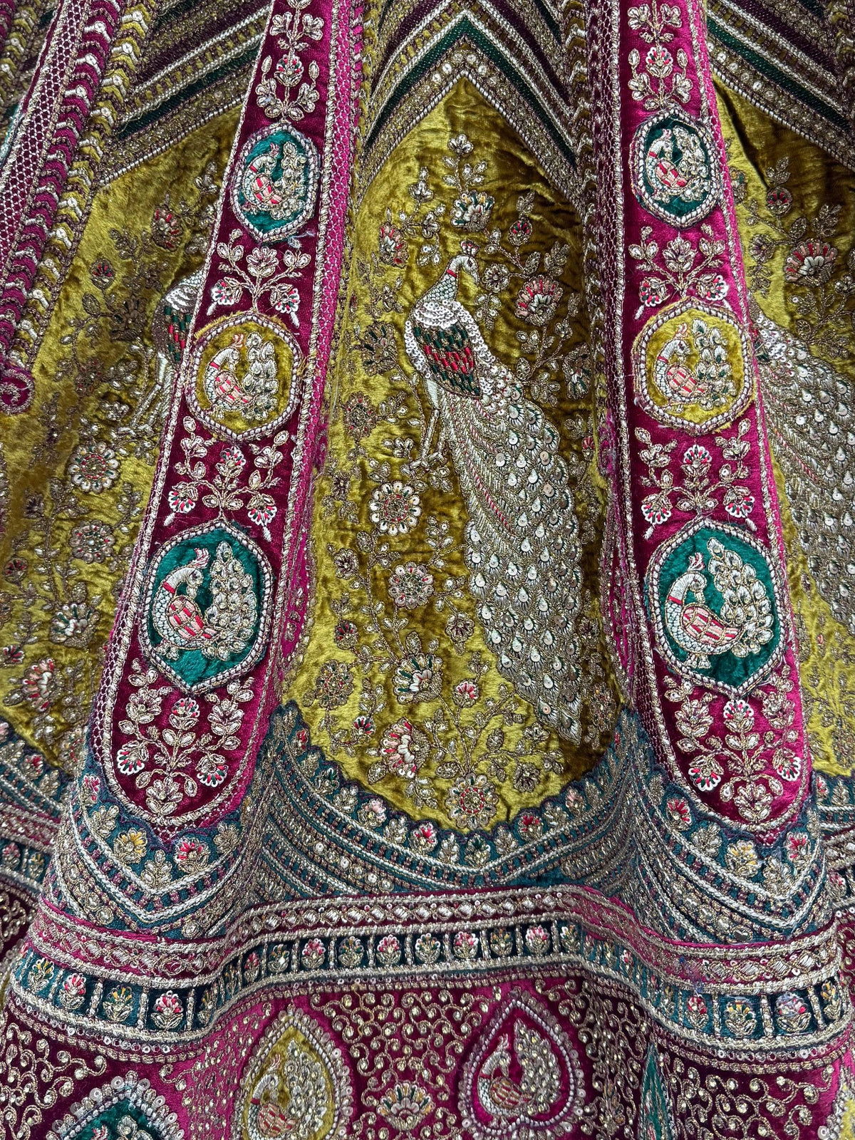 Luxurious Multicolor Dori Work Bridal Lehenga Choli With Double Dupatta