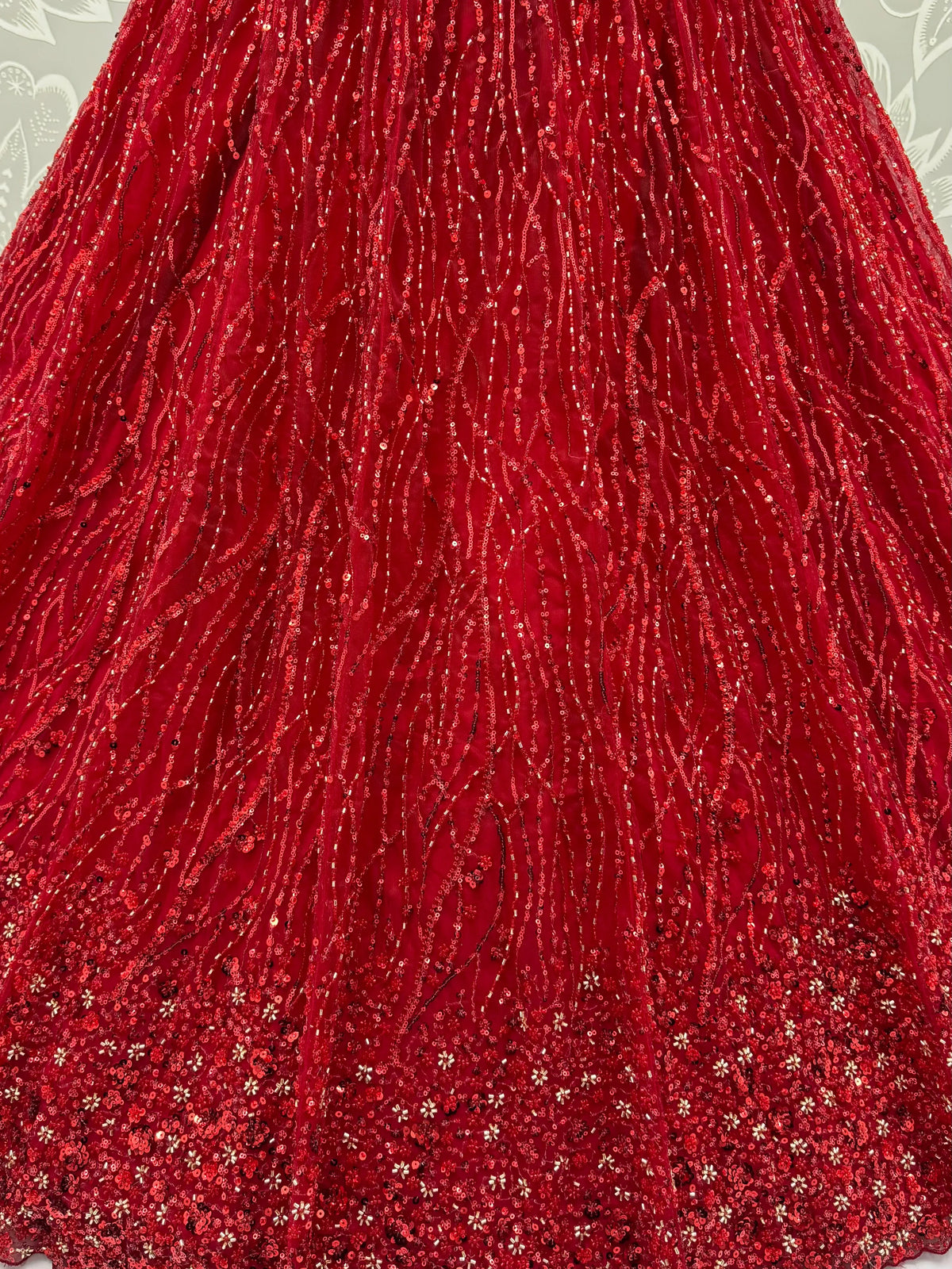 Breathtaking Red Bead Work Net Bridal Lehenga Choli With Dupatta