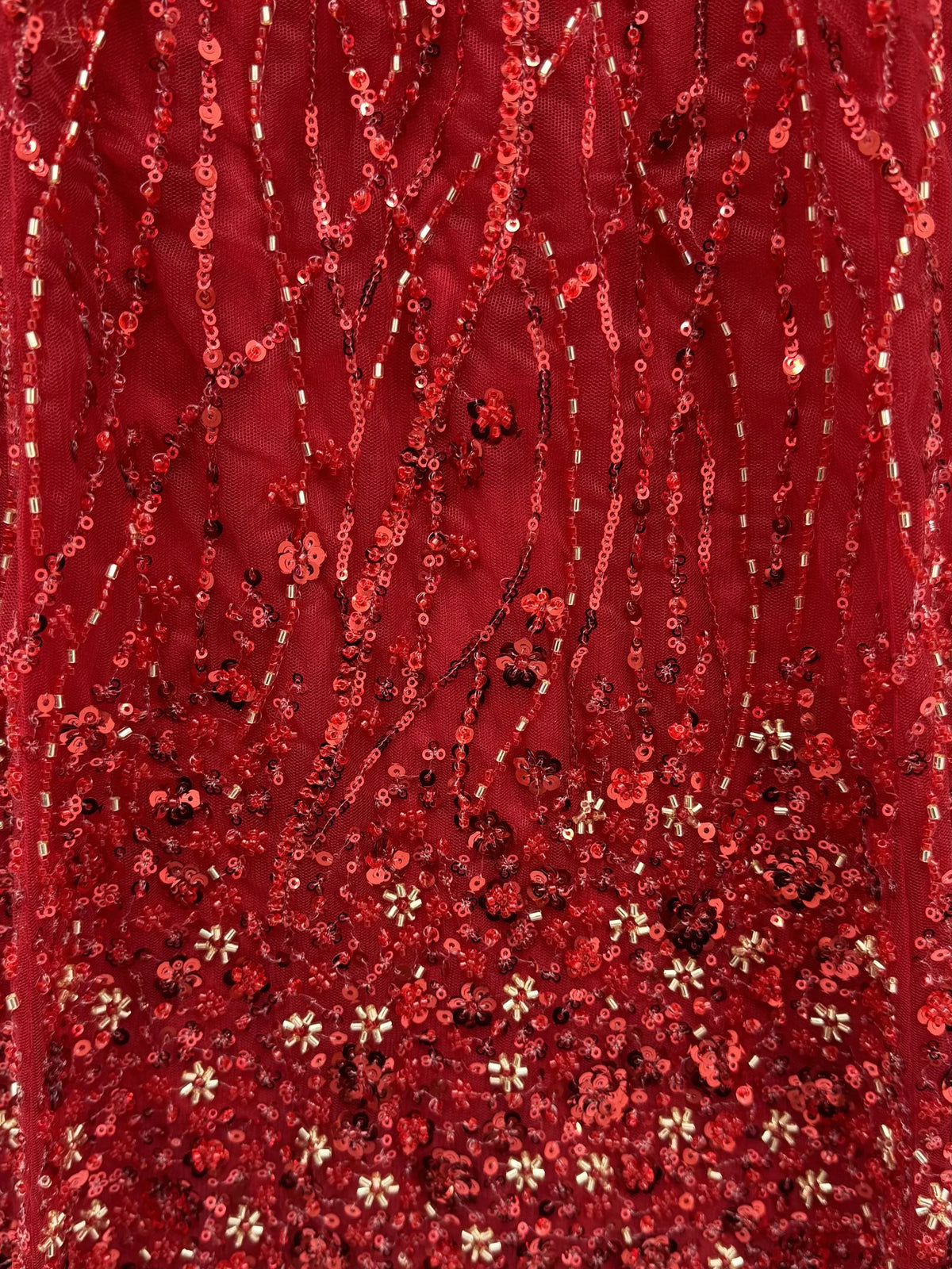 Breathtaking Red Bead Work Net Bridal Lehenga Choli With Dupatta