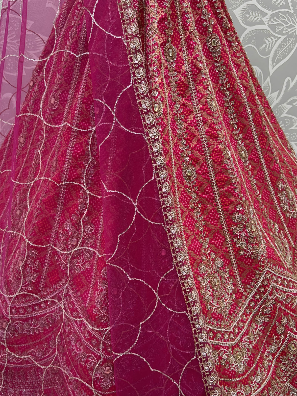 Royal Pink Khatli Work Banarasi Silk Reception Wear Lehenga With Blouse