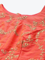 Yellow & Orange Embroidered Semi-Stitched Myntra Lehenga & Unstitched Blouse with Dupatta