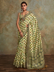 Attractive Multi-Color Digital Printed Silk Traditional Saree With Blouse
