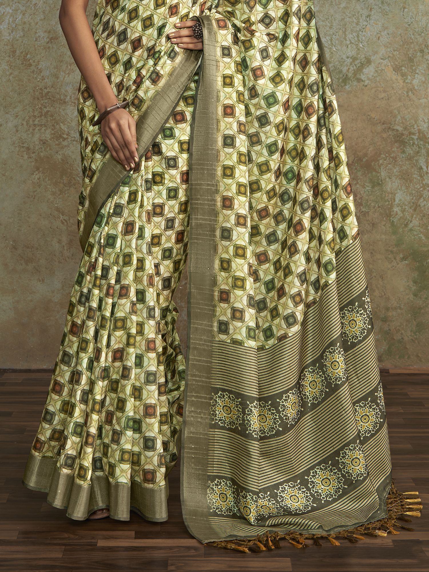 Attractive Multi-Color Digital Printed Silk Traditional Saree With Blouse
