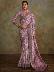 Enchanting Multi-Color Digital Printed Silk Event Wear Saree With Blouse