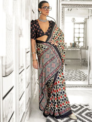 Lovely Olive Green Printed Satin Festival Wear Saree With Blouse