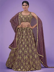 Splendid Lilac Zari Work Georgette Party Wear Lehenga Choli