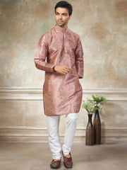 Classic Pink Digital Printed Silk Festival Wear Men’s Kurta