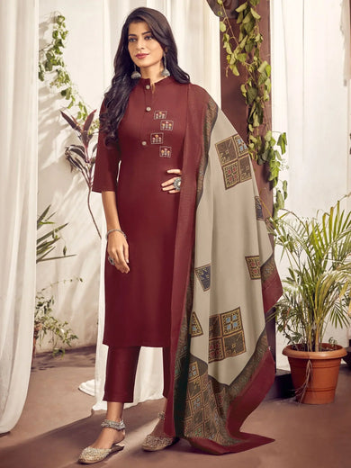 Beautiful Brown Digital Printed Cotton Festive Salwar Kameez