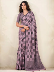 Amazing Mauve Digital Printed Silk Casual Wear Saree With Blouse