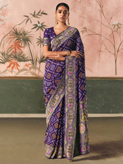 Glamorous Purple Weaving Work Silk Bridesmaid Saree With Blouse