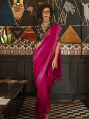 Captivating Pink Weaving Silk Event Wear Saree With Blouse
