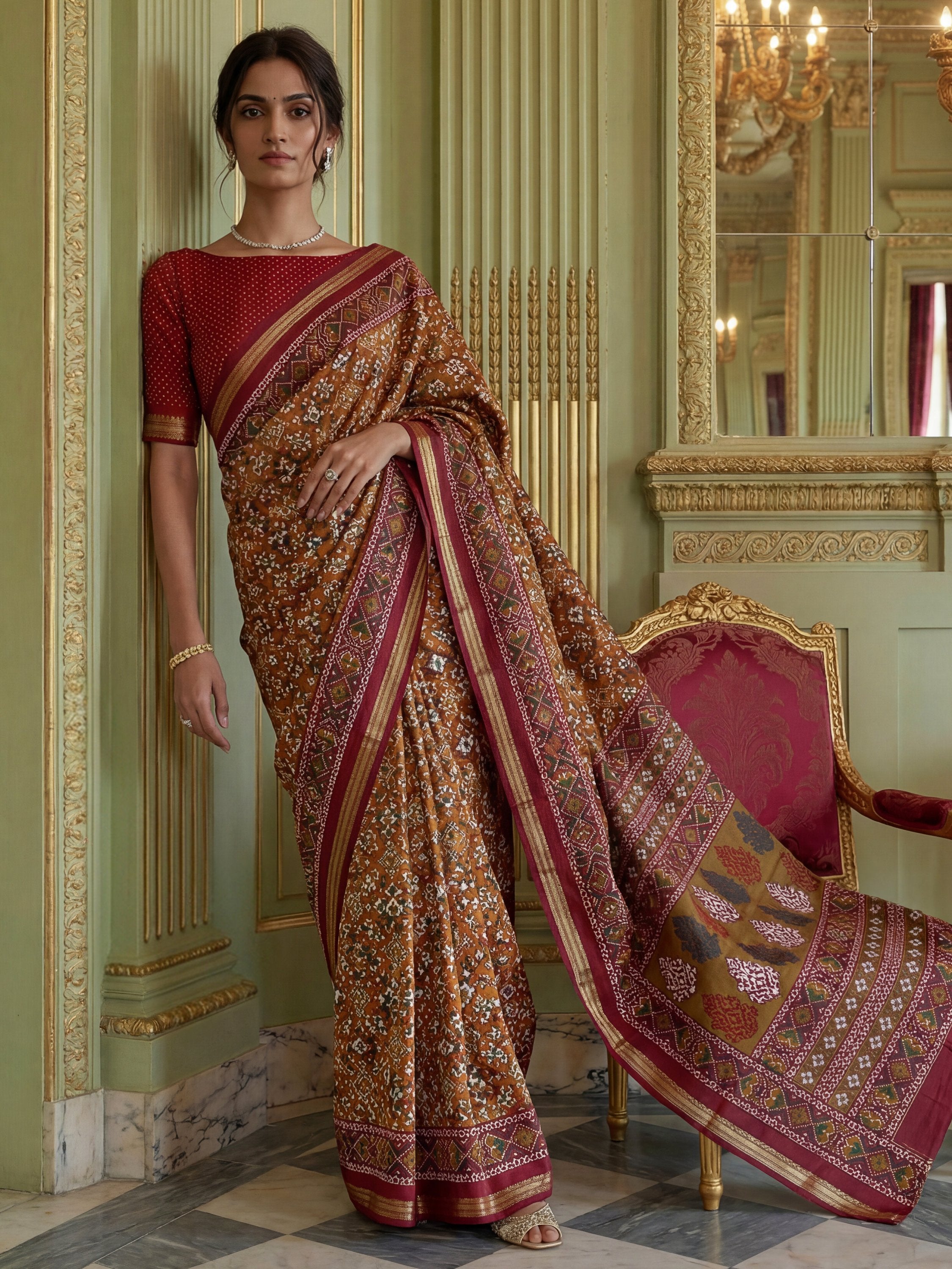 Notable Mustard Yellow Printed Silk Marriage Wear Saree With Blouse