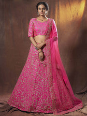 Gorgeous Pink Dori Embroidered Silk Wedding Lehenga Choli With Dupatta