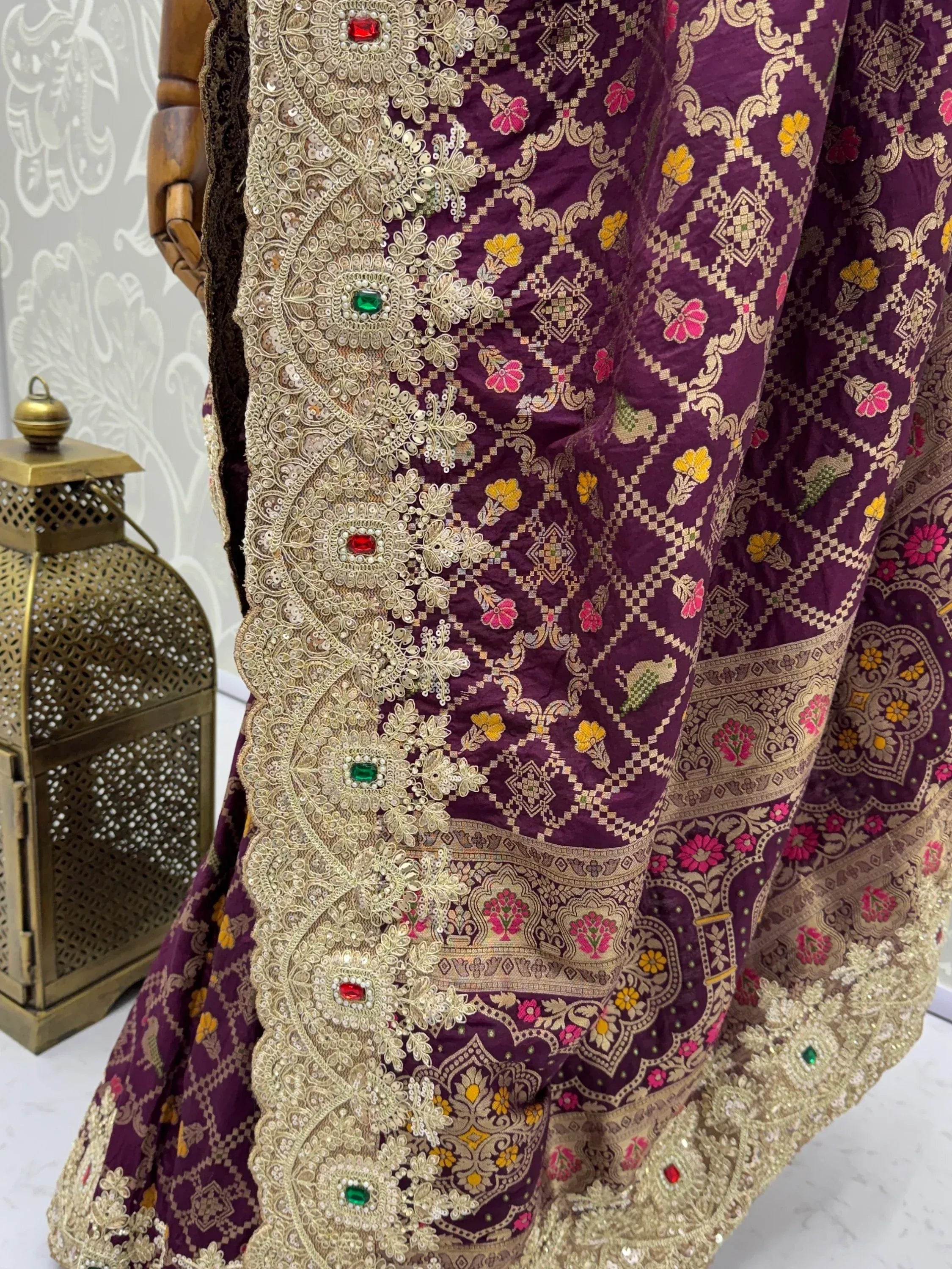 Glorious Purple Heavy Bordered Silk Function Wear Saree With Blouse