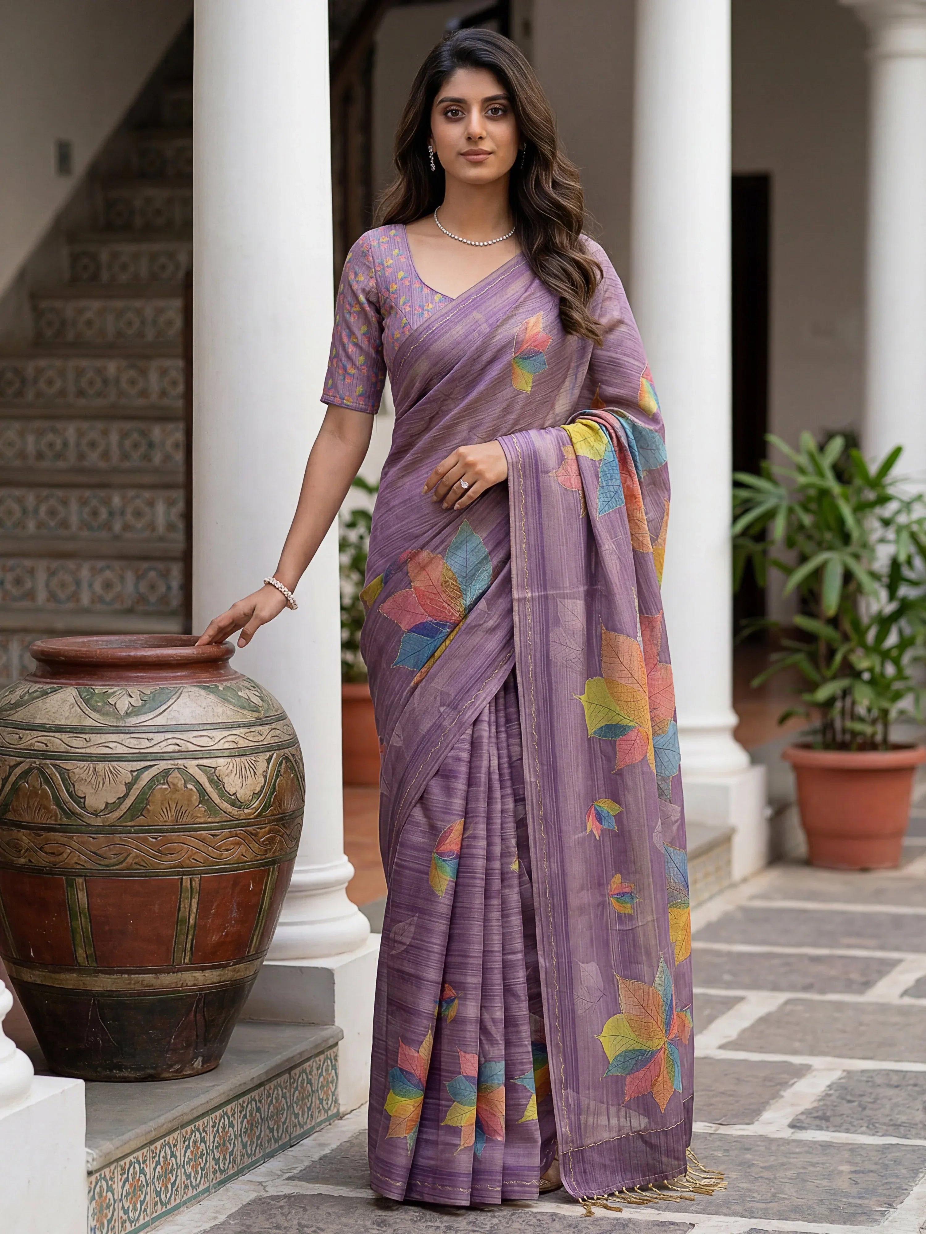 Amazing Lavender Dori Work Silk Festive Wear Saree With Blouse