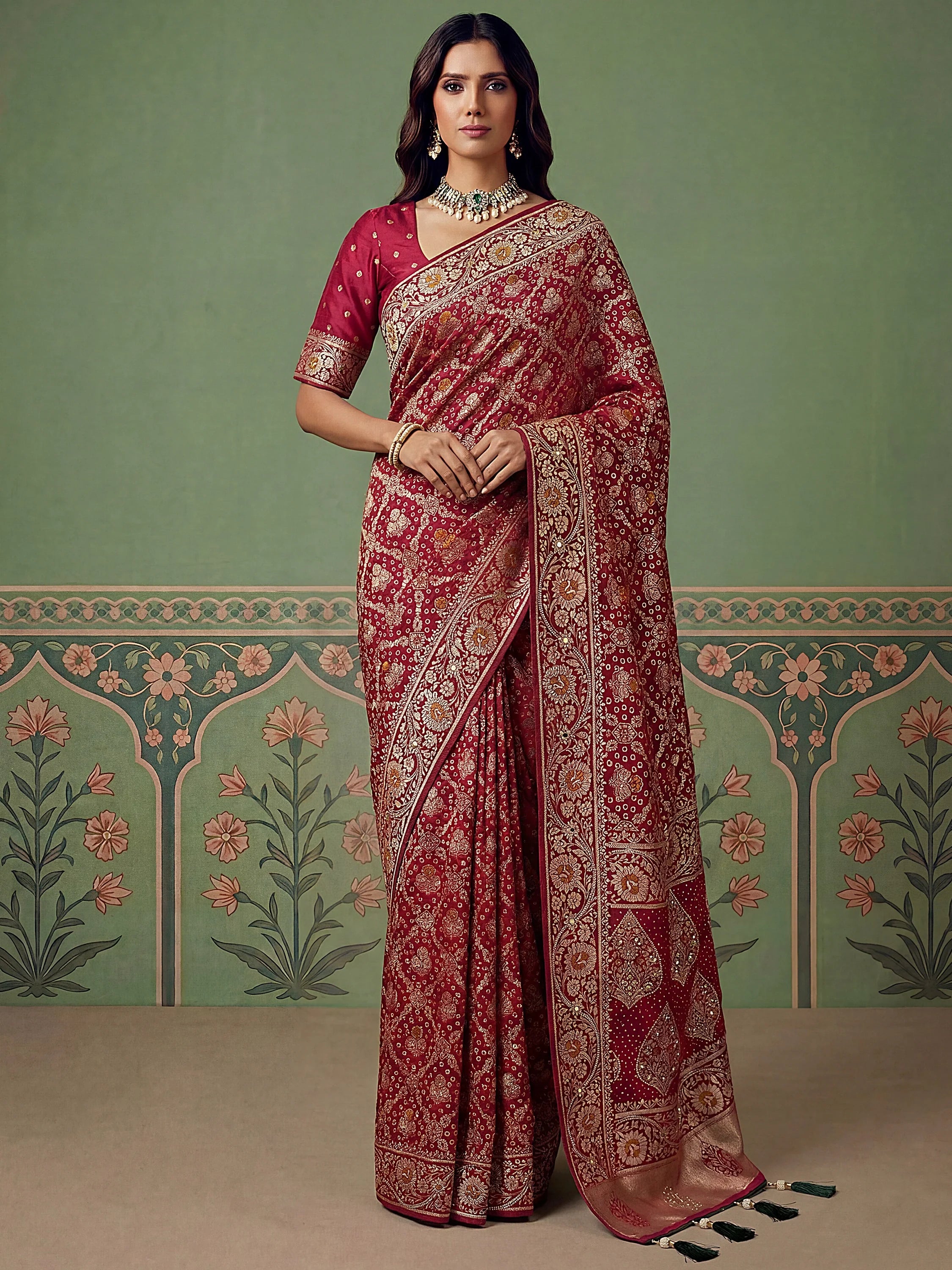 Fascinating Rani Pink Zari Work Silk Wedding Wear Saree With Blouse