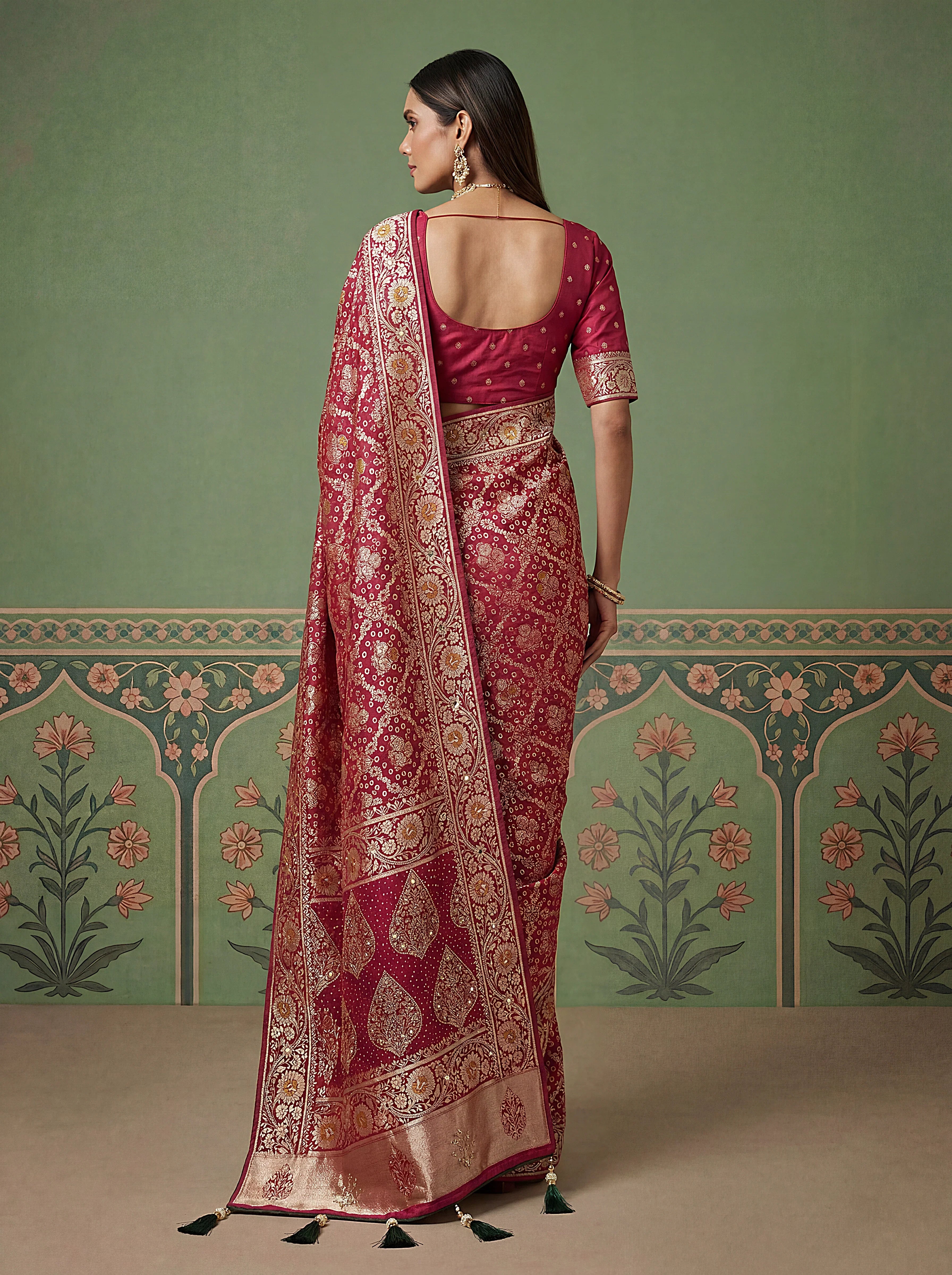 Fascinating Rani Pink Zari Work Silk Wedding Wear Saree With Blouse