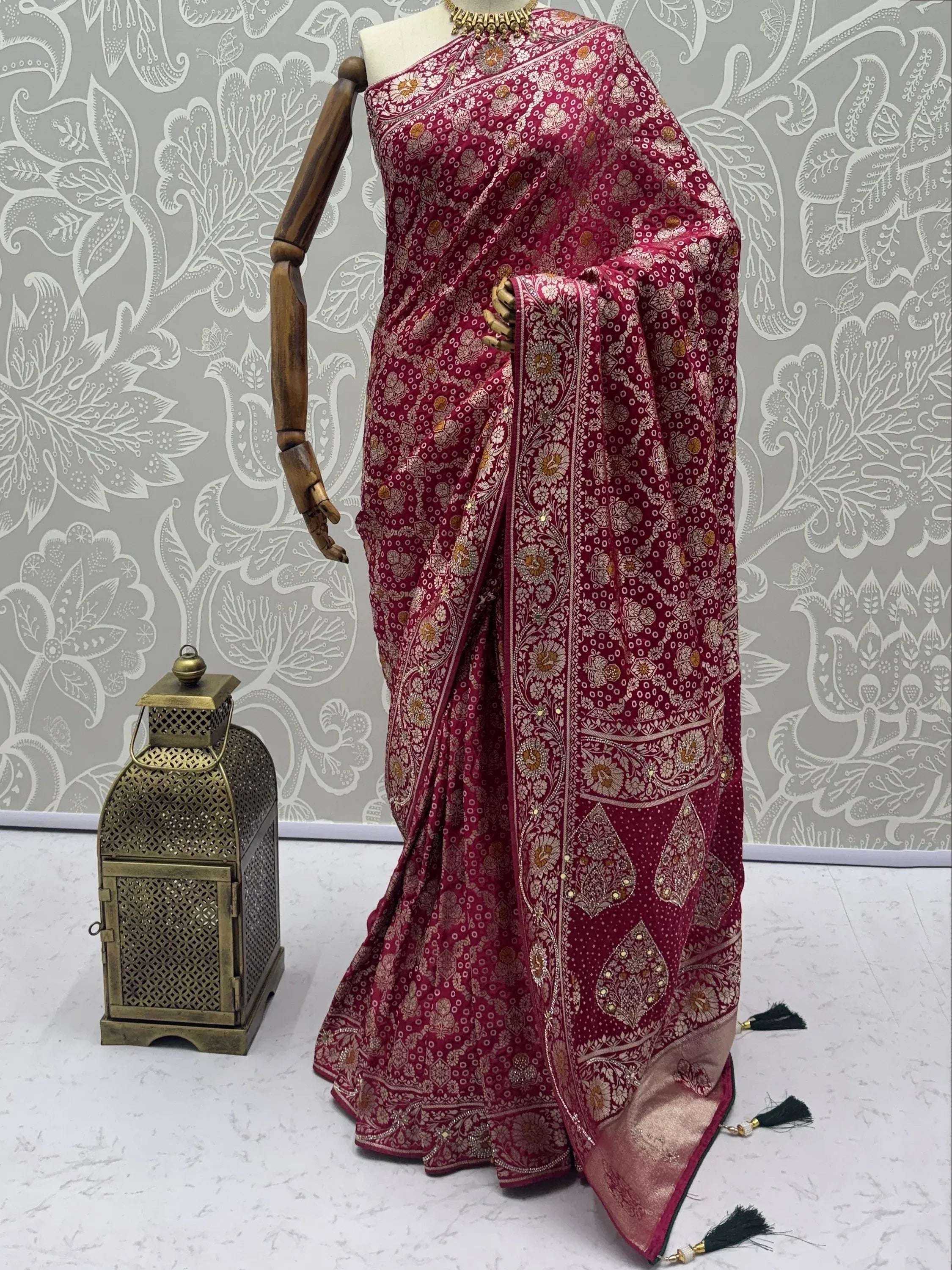 Fascinating Rani Pink Zari Work Silk Wedding Wear Saree With Blouse