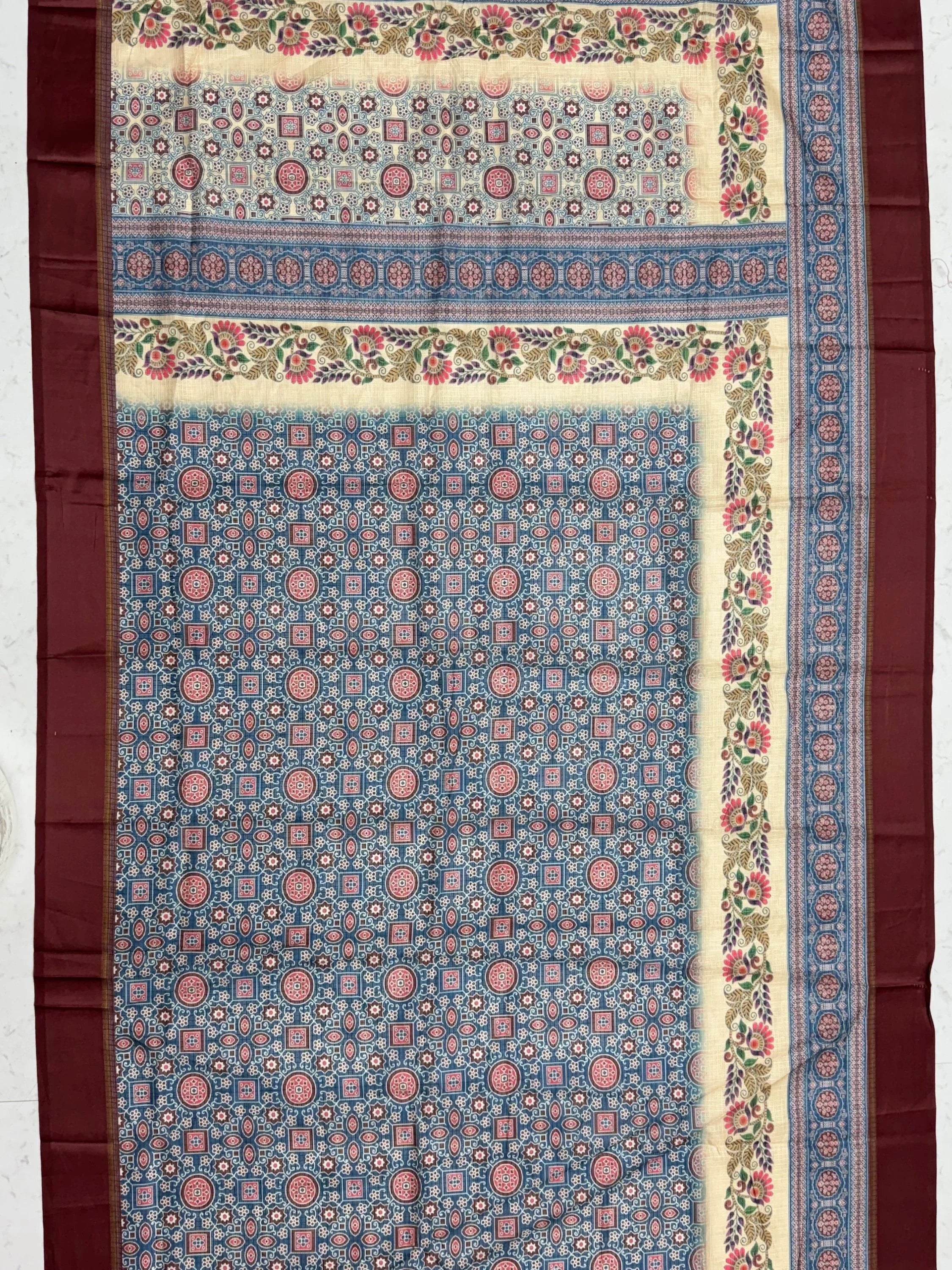 Enchanting Navy Blue Printed Silk Festive Wear Saree With Blouse