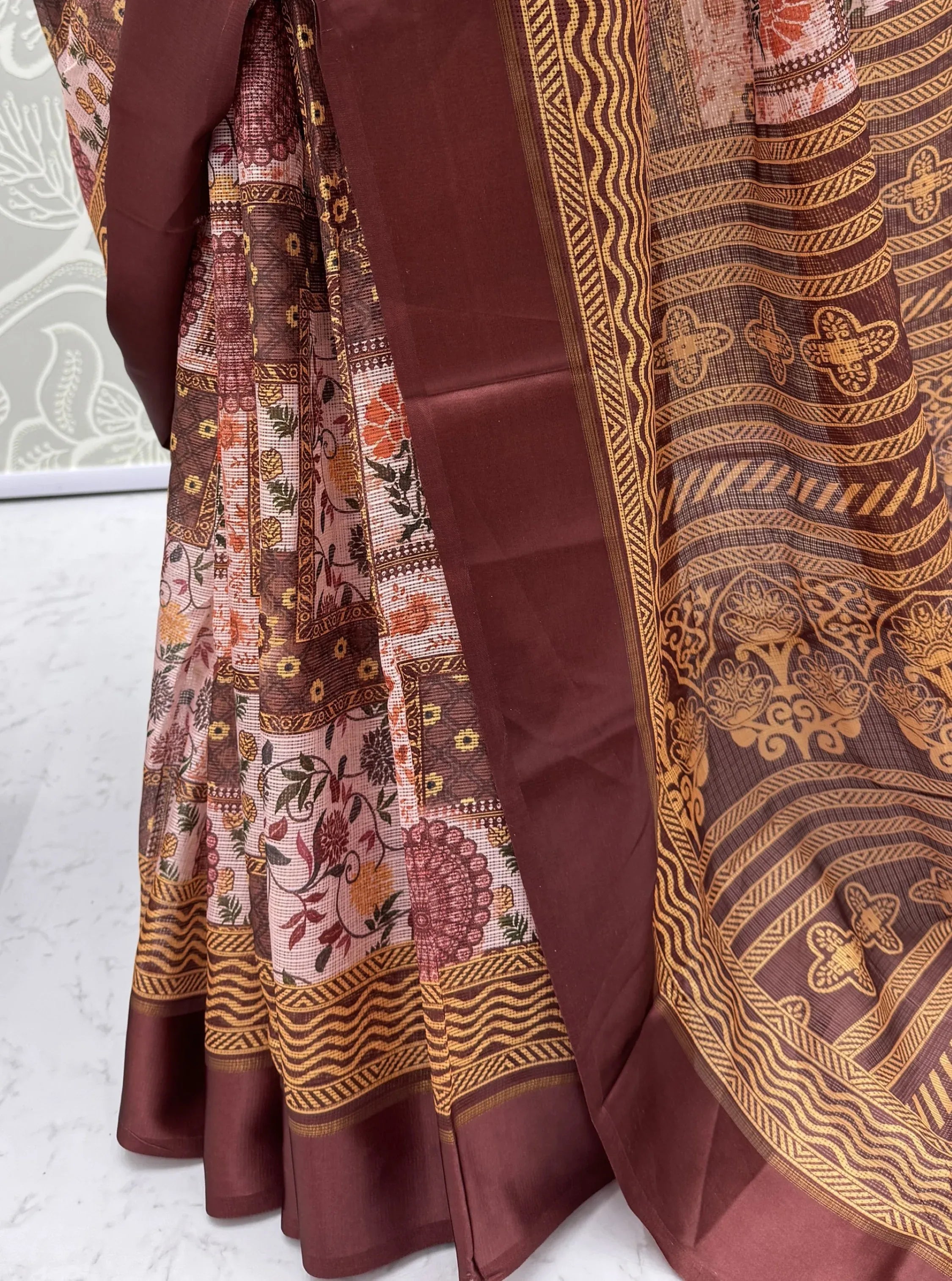 Mesmerizing Pink Floral Printed Silk Marriage Wear Saree With Blouse