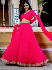 Astounding Pink Leheriya Georgette Bridesmaid Lehenga Choli