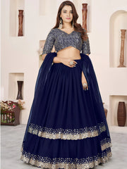 Enchanting Blue Sequins Georgette Function Wear Lehenga Choli