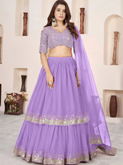 Precious Lavender Sequins Georgette Wedding Wear Lehenga Choli