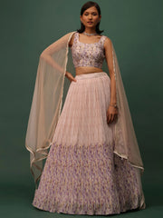 Precious Peach Floral Printed Georgette Lehenga Choli With Dupatta