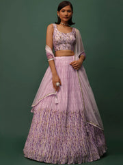Beautiful Pink Floral Printed Georgette Event Wear Lehenga Choli