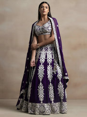 Bewitching Purple Thread Work Georgette Festival Wear Lehenga Choli