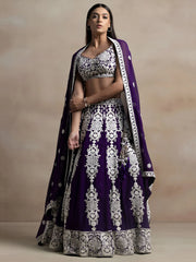 Bewitching Purple Thread Work Georgette Festival Wear Lehenga Choli