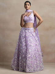 Adorable Lavender Sequins Net Bridesmaid Lehenga Choli With Dupatta