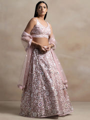 Precious Pink Sequins Net Engagement Wear Lehenga Choli With Dupatta
