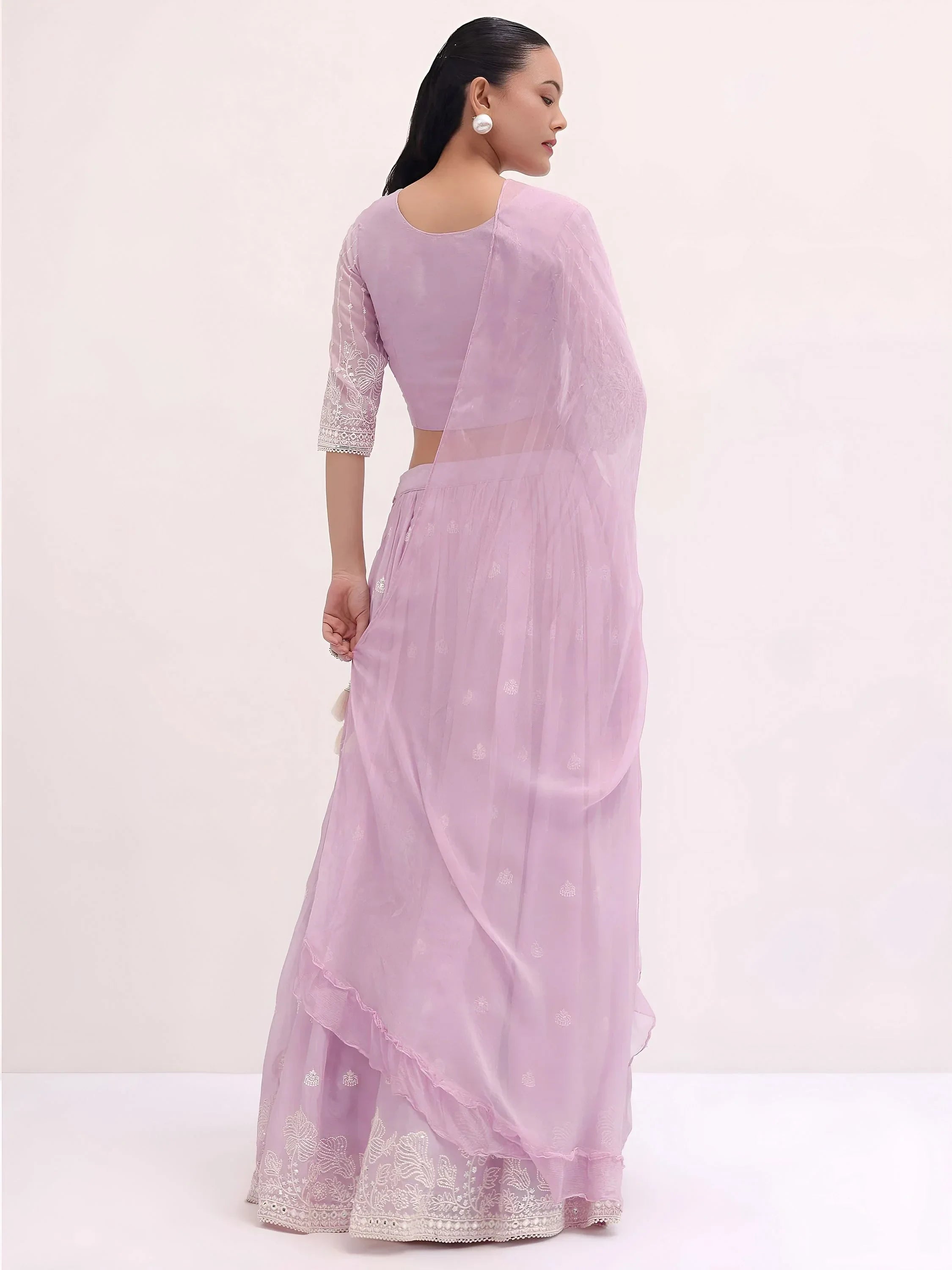 Attractive Pink Thread Embroidered Georgette Event Wear Lehenga Choli