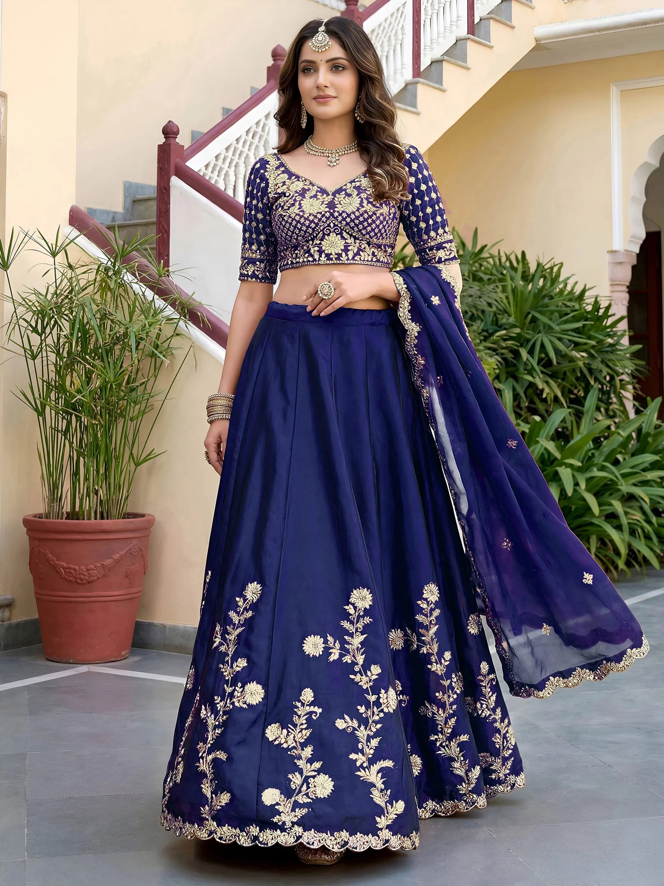 Sparkling Blue Sequins Silk Event Wear Lehenga Choli With Dupatta