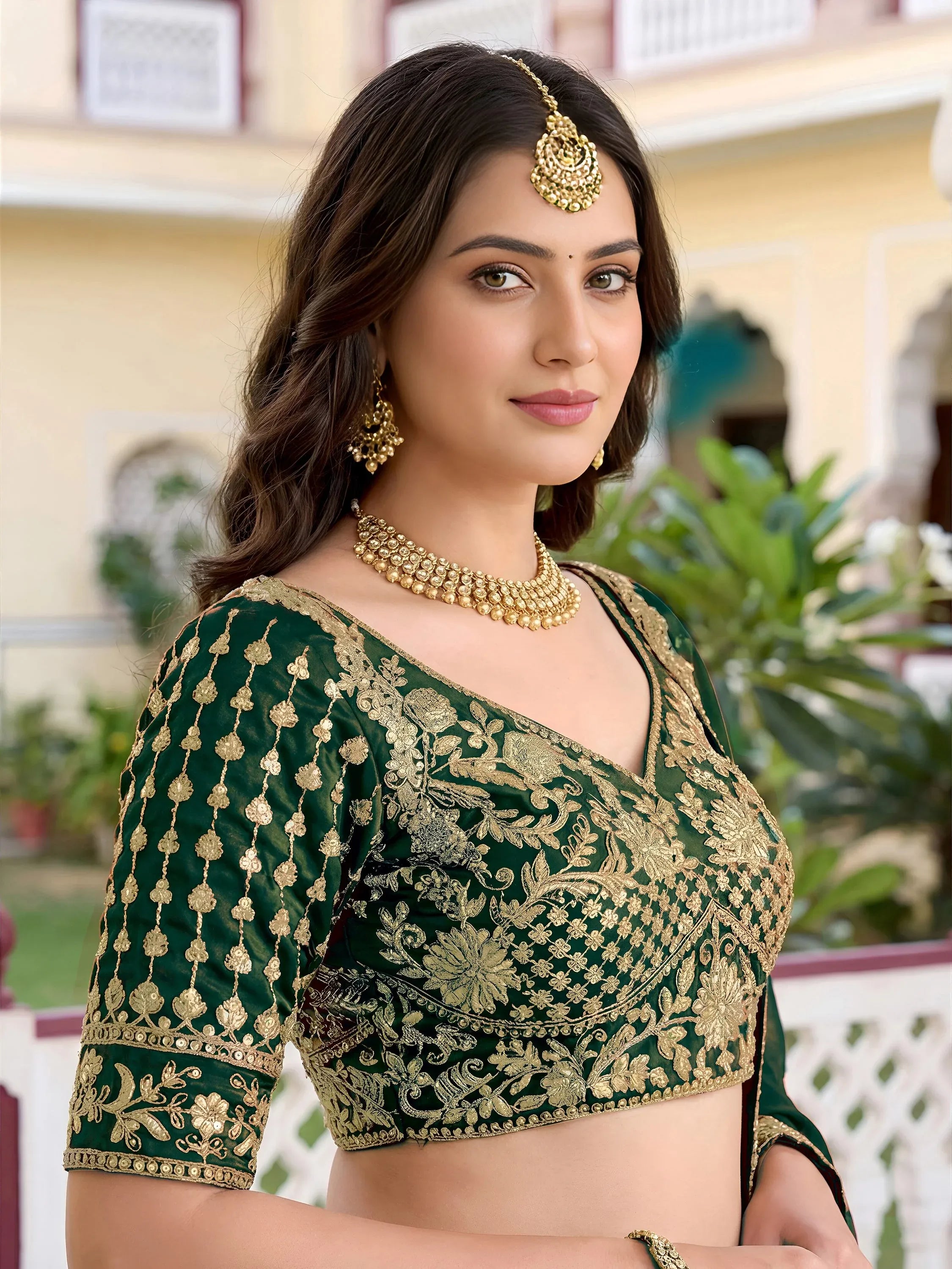 Charming Green Thread Work Silk Mehendi Wear Lehenga Choli With Dupatta