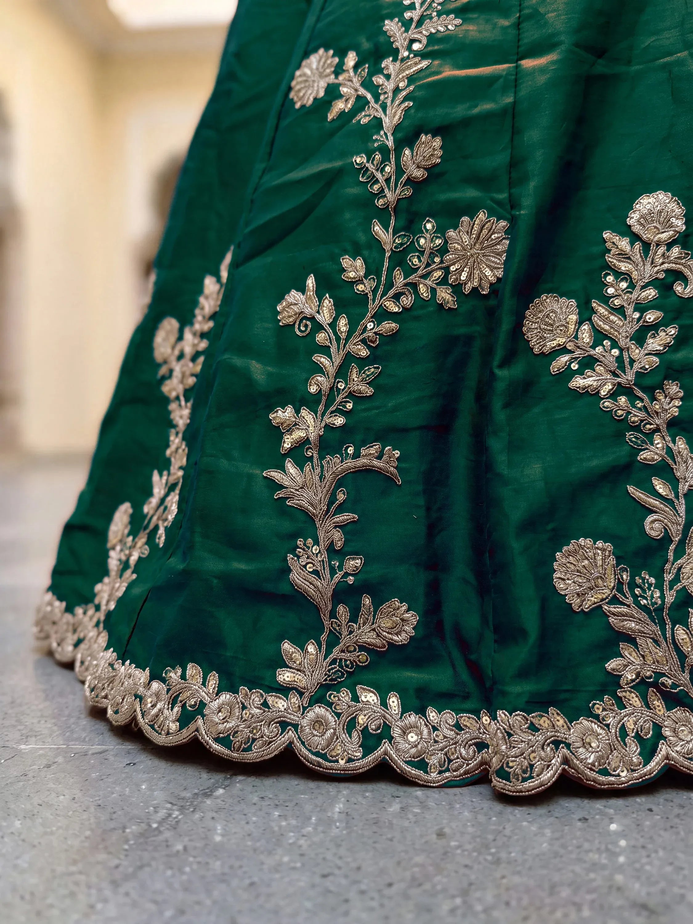 Charming Green Thread Work Silk Mehendi Wear Lehenga Choli With Dupatta