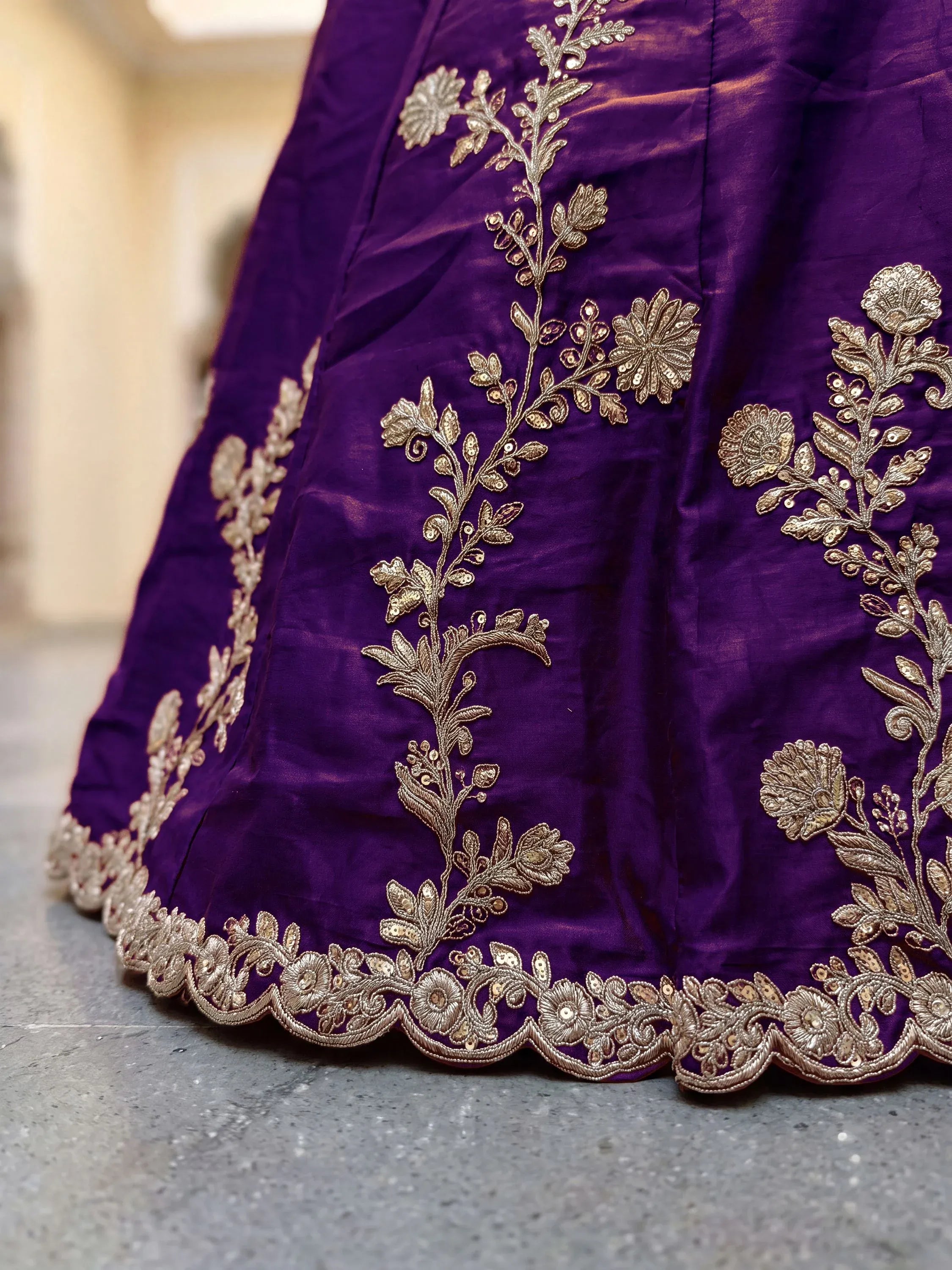 Fantastic Purple Thread Work Silk Reception Wear Lehenga Choli