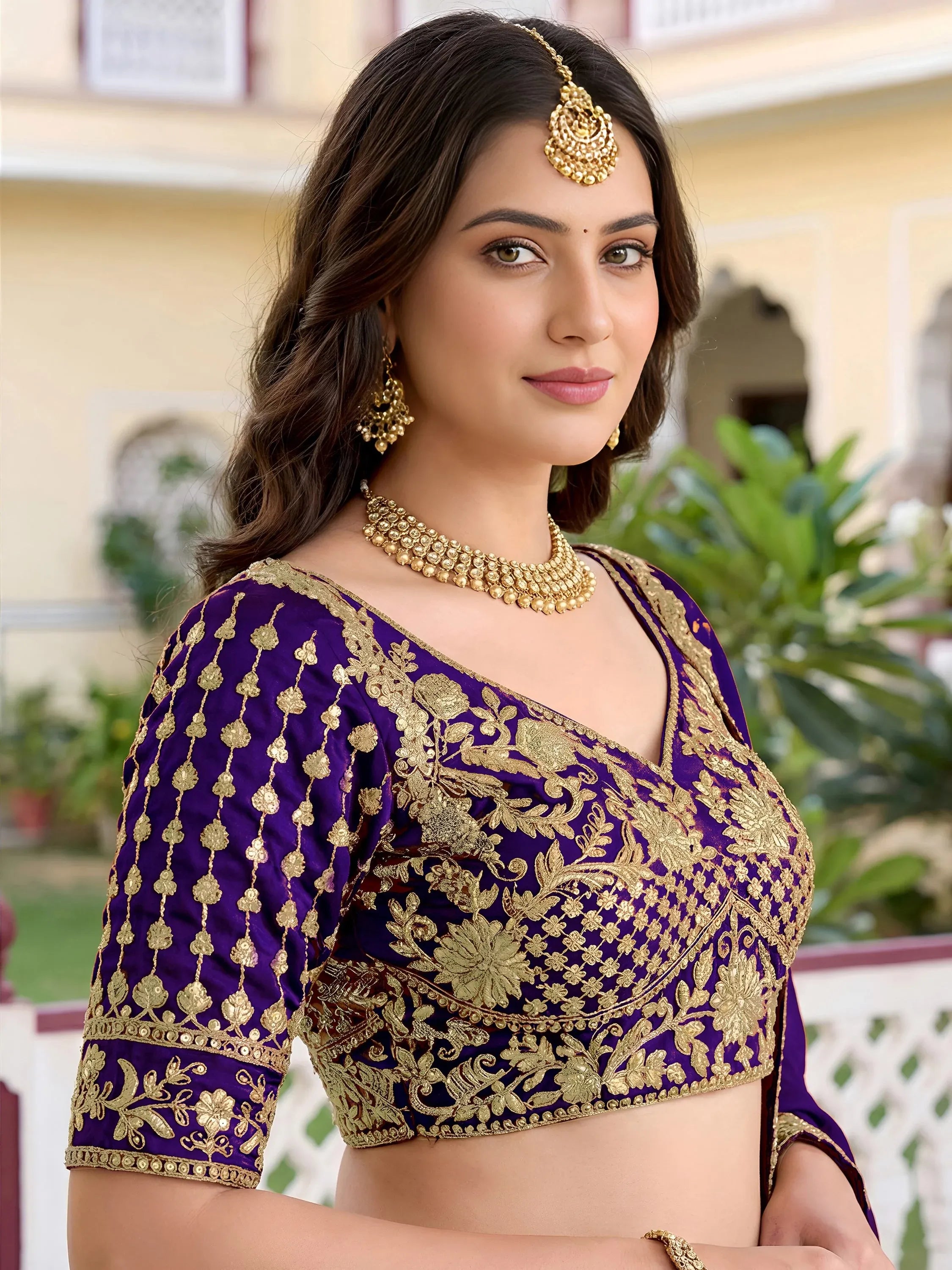 Fantastic Purple Thread Work Silk Reception Wear Lehenga Choli