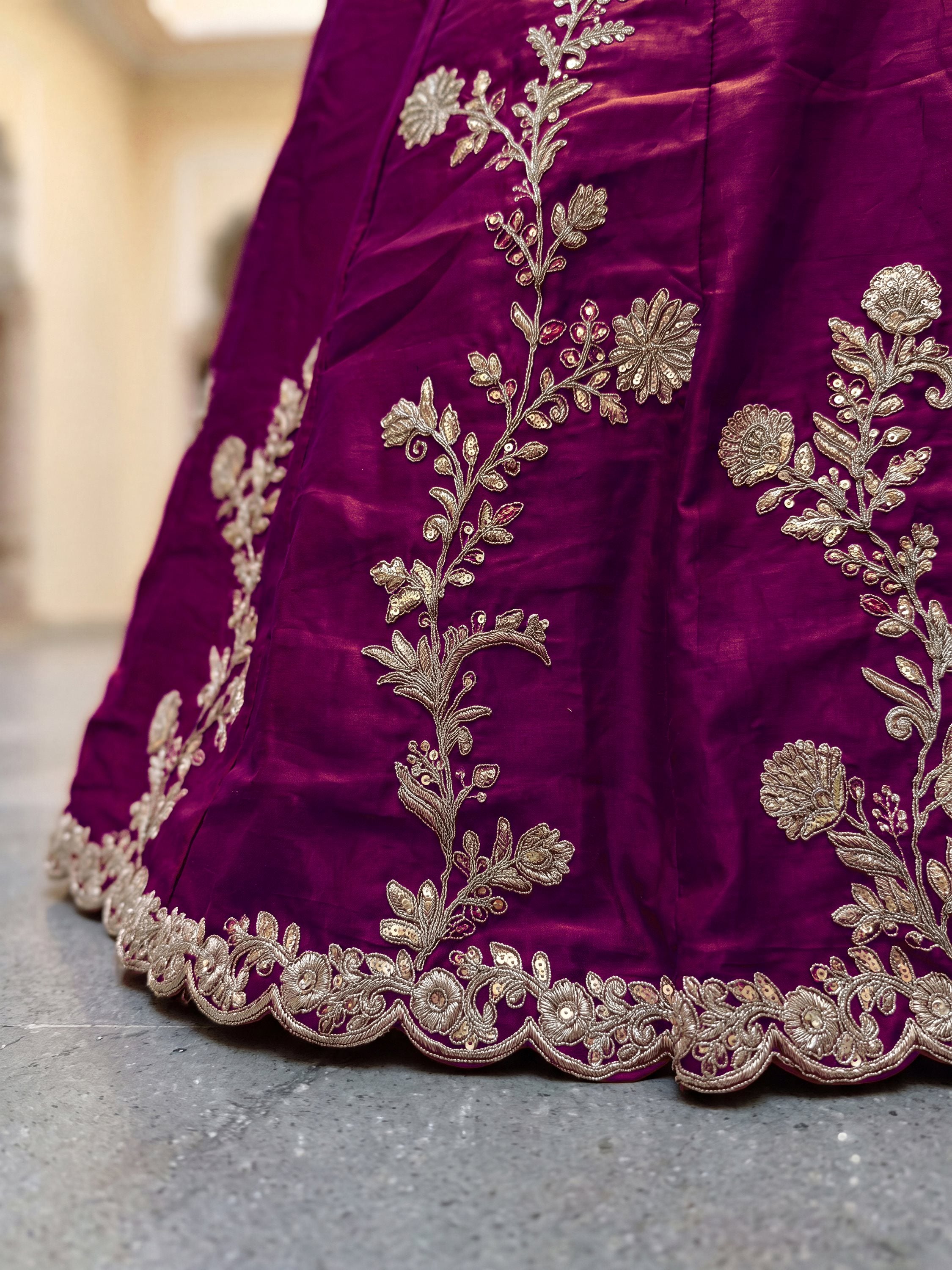Elegant Wine Sequins Silk Traditional Lehenga Choli With Dupatta