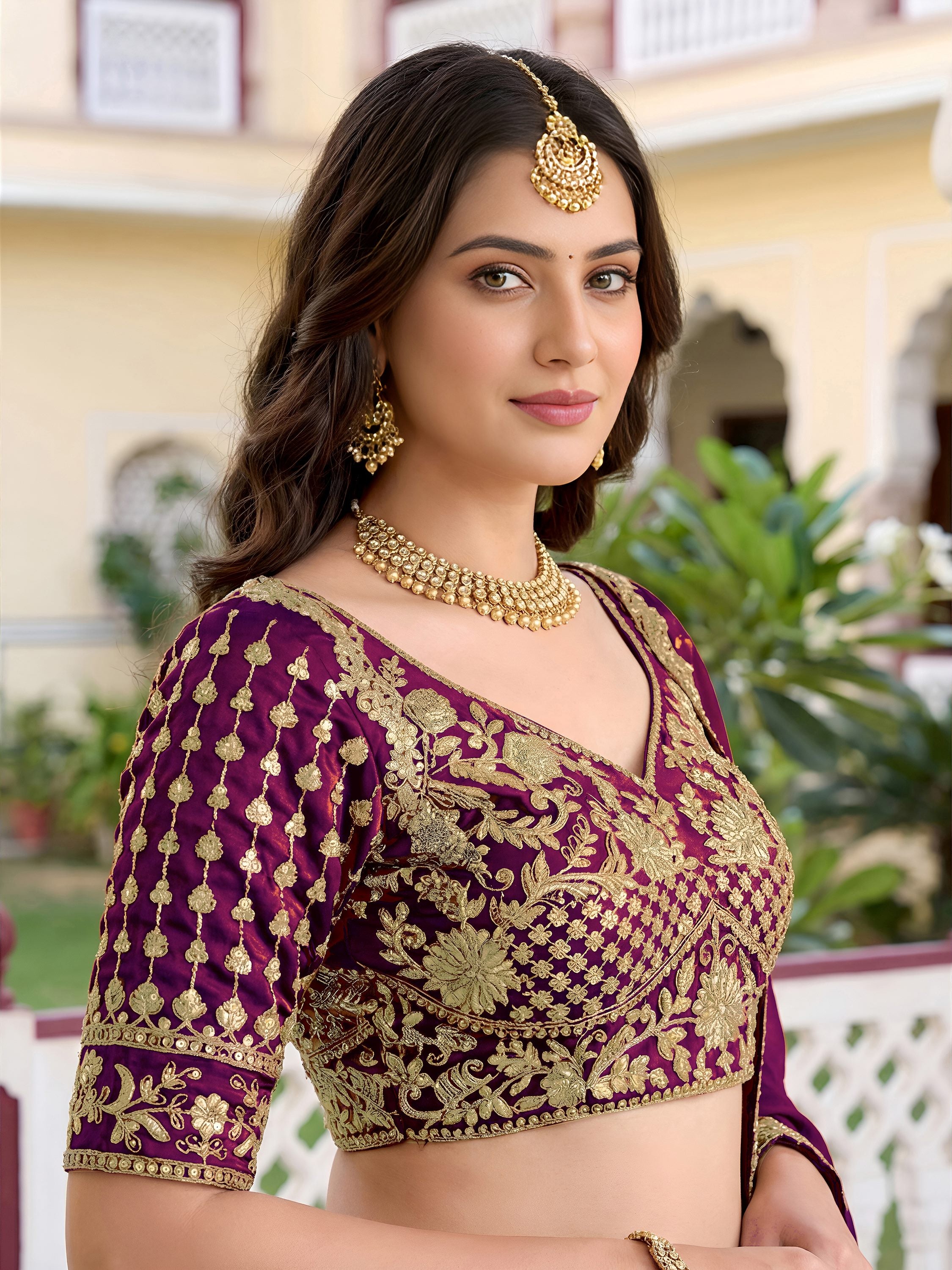 Elegant Wine Sequins Silk Traditional Lehenga Choli With Dupatta