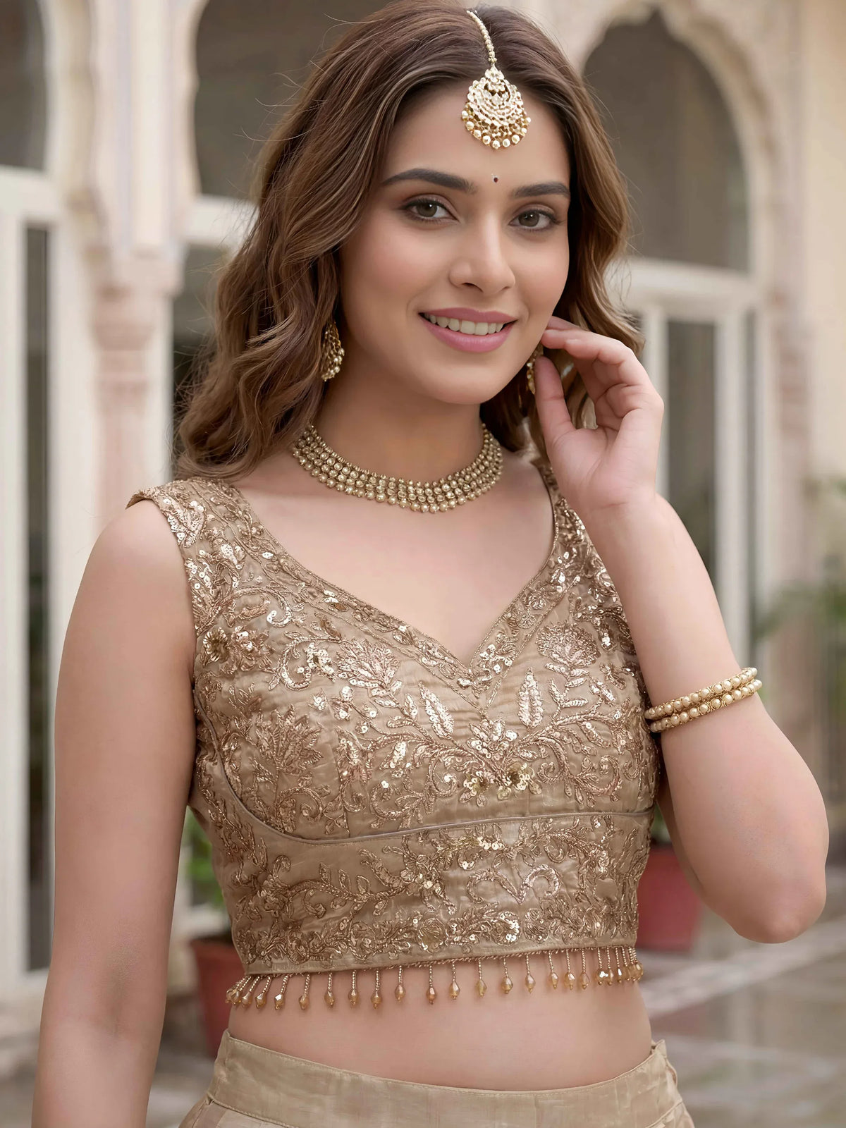 Precious Golden Sequins Silk Function Wear Lehenga Choli With Dupatta