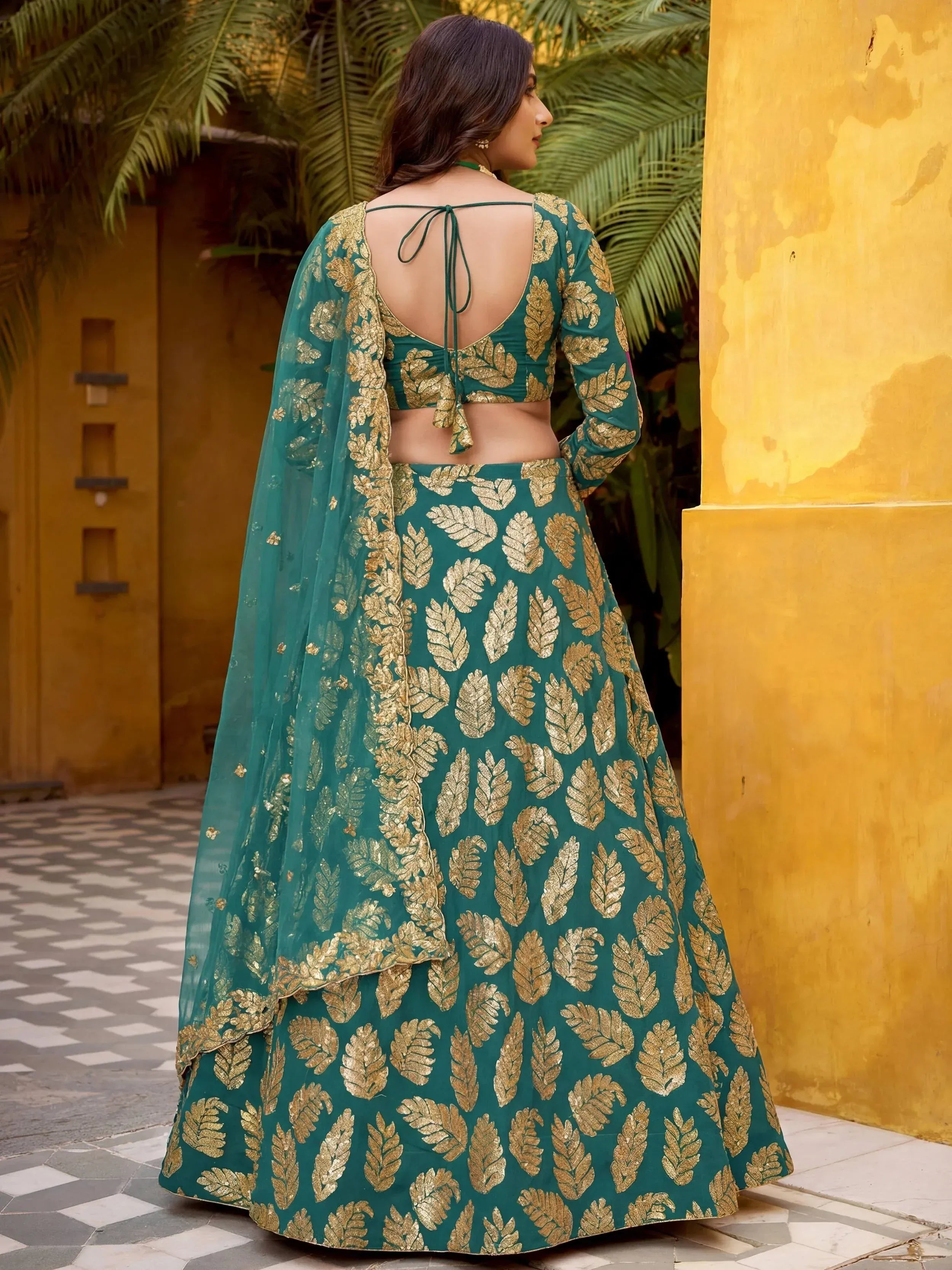 Enchanting Green Embroidered Georgette Wedding Wear Lehenga Choli