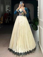 Graceful Off-White Zari Weaving Silk Festival Wear Gown