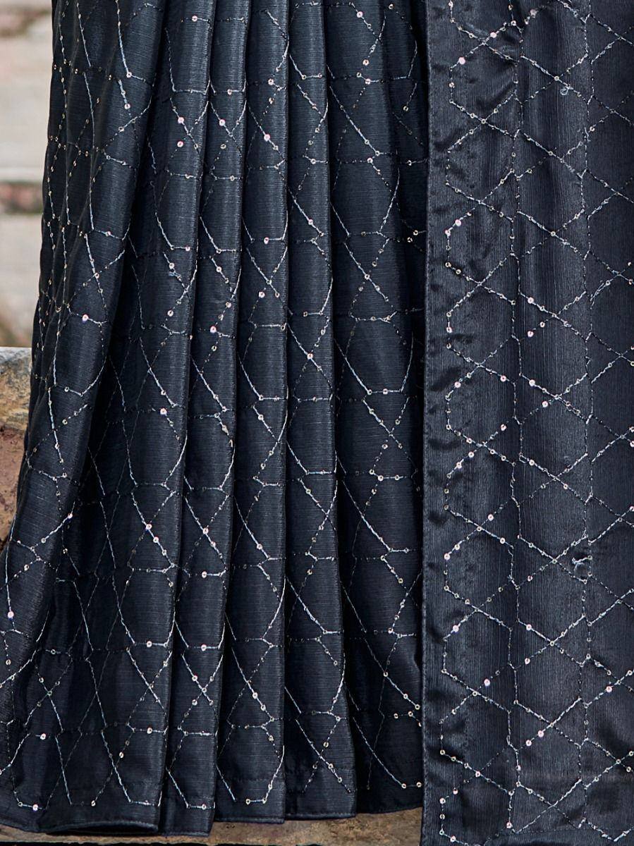 Black ethnic gown with diamond sequin embroidery, perfect for festive occasions and Indian wear